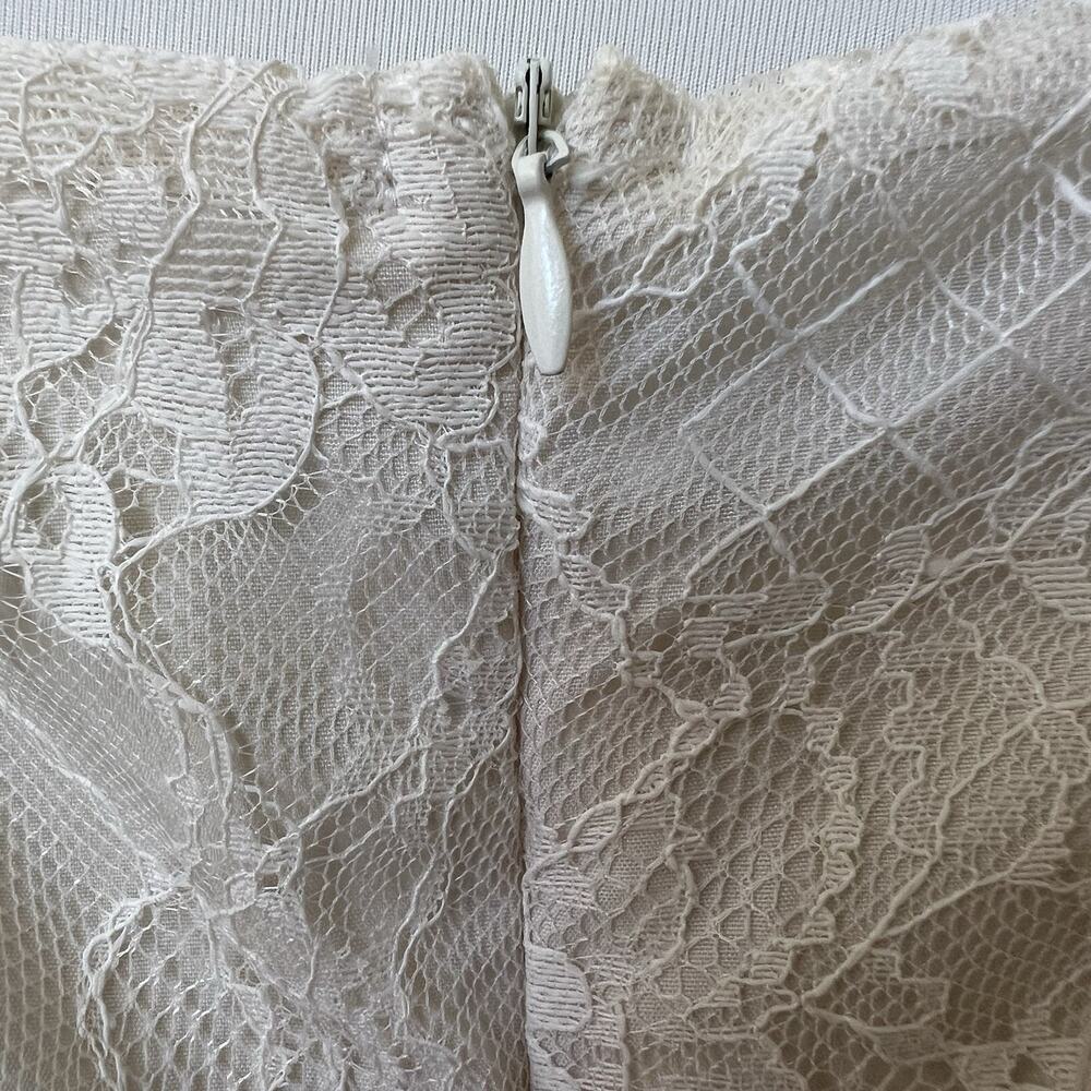 Cottagecore Ivory Lace Dress Long Slv Rosettes Regency Sz M Tulle Pleated Fairy - Picture 9 of 9